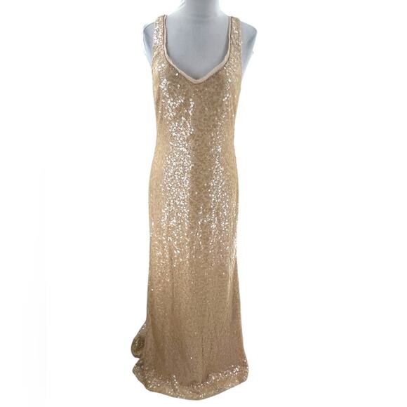 Badgley Mischka Collection for BHLDN - Cyprium blush silk sequin gown sz 6 - Picture 4 of 8